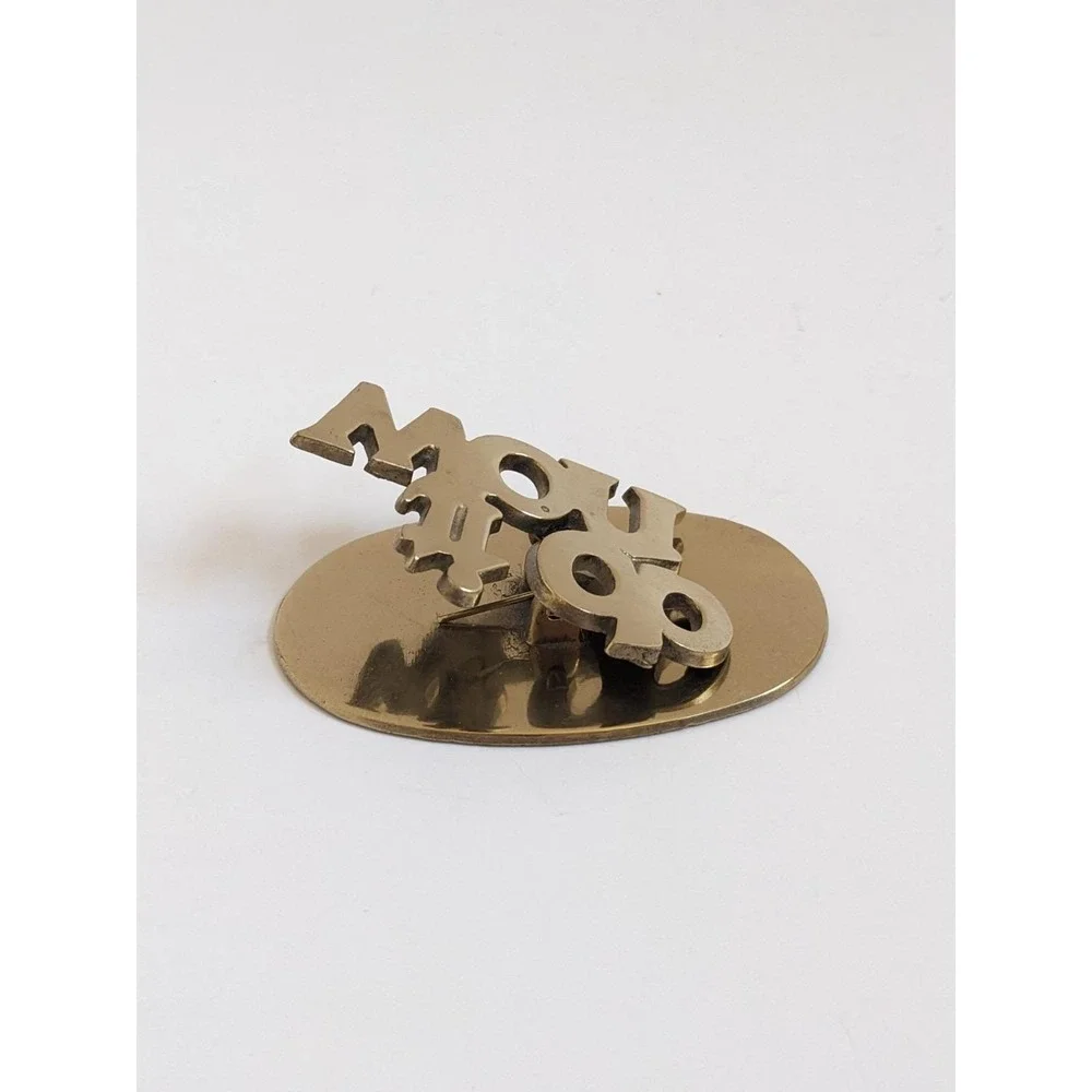 Vintage Solid Brass Do It Now Paper Clip Memo Holder Desk Accessory Mid Century